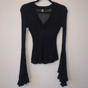 Free People bell-sleeve knit top